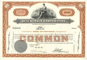 Hein-Werner Corporation - Stock Certificate