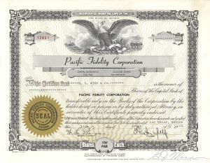 Pacific Fidelity Corporation - Stock Certificate