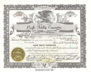 Pacific Fidelity Corporation - Stock Certificate