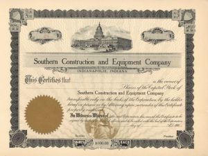 Southern Construction and Equipment Co. - Stock Certificate