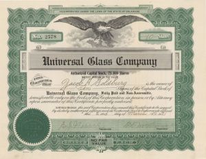 Universal Glass Co.  - Stock Certificate