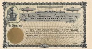 Victor Hardware Supply Co.  - Stock Certificate