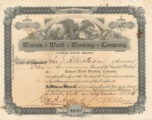 Warren Wood Working Co.  - Stock Certificate
