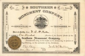 Southern Monument Co. - Stock Certificate