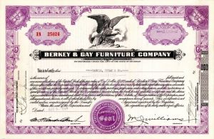 Berkey and Gay Furniture Co. - Stock Certificate
