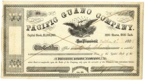 Pacific Guano Company - Popular Topic Bat & Bird Droppings Stock Certificate