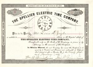 Spellier Electric Time Co. - Stock Certificate