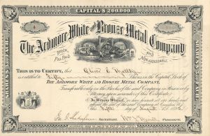 Ardmore White and Bronze Metal Co. - Stock Certificate