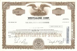 Westcalind Corp. - 1974 dated Stock Certificate - More Research is Needed