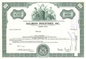 Halbern Industries Inc. -  Stock Certificate