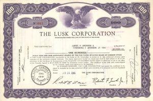 Lusk Corporation - Specimen Stock Certificate