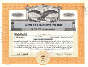 New Era Industries, Inc. -  Stock Certificate