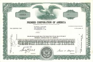 Premier Corporation of America -  Stock Certificate