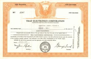 Trad Electronics Corp. -  Stock Certificate