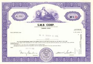 S.M.B. Corp. - Stock Certificate