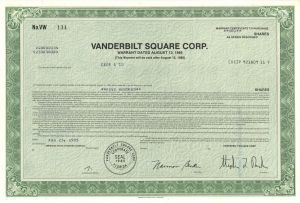 Vanderbilt Square Corp. - Stock Certificate