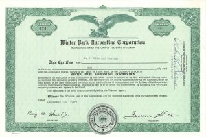 Winter Park Harvesting Corp. - Stock Certificate