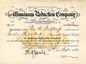 Aluminum Reduction Co. - Stock Certificate