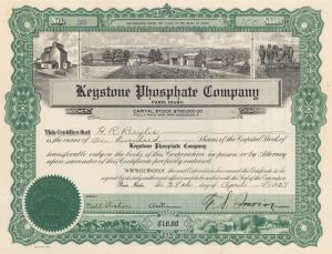 Keystone Phosphate Co. - Stock Certificate