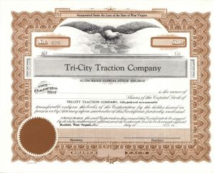 Tri-City Traction Co. - Stock Certificate