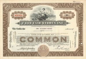 Food Fair Stores, Inc. - 1946 or 1948 Stock Certificate