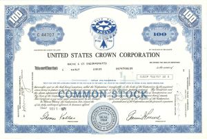 United States Crown Corp. - 1971-1974 dated Stock Certificate - Maybe Related to Crown Holdings