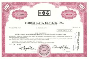 Fedder Data Centers, Inc. - Stock Certificate