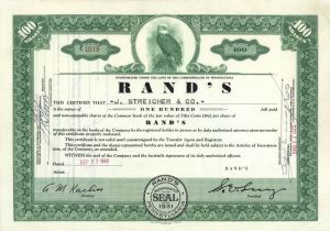 Rand's - 1946 dated Stock Certificate