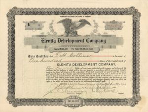 Elenita Development Co. - 1907 dated Stock Certificate