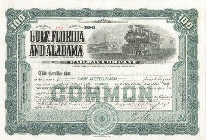 Gulf, Florida and Alabama Railway - Stock Certificate