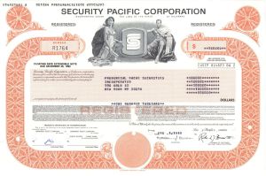 Security Pacific Corp. - 1989 dated $100,000 Bond