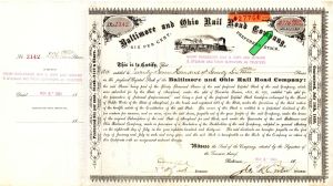 2,776 Shares of Baltimore and Ohio Rail Road Co. -  1898 dated Stock Certificate