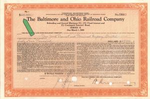 $64,000; 31,000 or 24,000 Baltimore and Ohio Railroad Co. -  1947 dated Bond