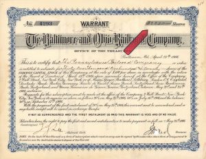 32,220 Shares of Baltimore and Ohio Railroad Co. -  1906 dated Stock Certificate