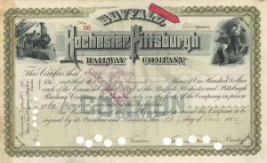 2,500 shares of Buffalo, Rochester and Pittsburgh Railway Co. - 1887 dated Railway Stock Certificate