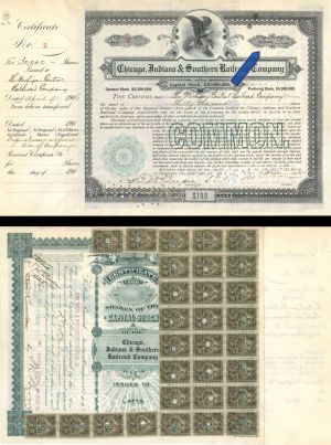 30,000 shares Chicago, Indiana and Southern Railway Co. - 1906 dated Stock Certificate