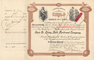 4,995 shares East St. Louis Belt Railroad Co. - 1899-1944 dated Stock Certificate