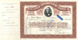 1,000 shares Edison Portland Cement Co. - 1908 dated Stock Certificate
