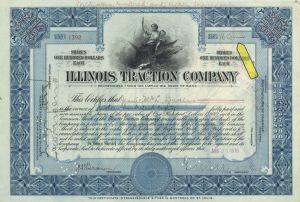 1,680 Shares of Illinois Traction Co. - 1918 dated Stock Certificate
