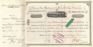 5,937 Shares of Kansas City, Emporia and Southern Railroad Co. - 1888 dated Stock Certificate