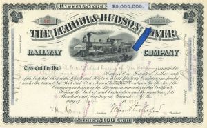 1,000 Shares of Lehigh and Hudson River Railway Co. - 1921 dated Stock Certificate