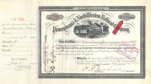 2,000 Shares of Pennsylvania and North Western Railroad Co. - 1892 dated Stock Certificate