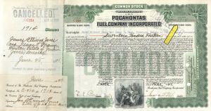 1,714 Shares of Pocahontas Fuel Company Inc. - 1921 dated Stock Certificate