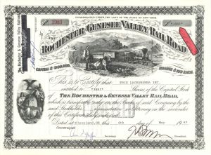 3,881 Shares of Rochester and Genesee Valley Railroad - 1983 dated Stock Certificate