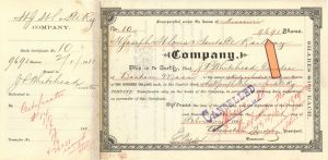 9,691 Shares of St. Joseph St. Louis and Santa Fe Railway Co. - 1888 dated Stock Certificate