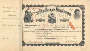 1,500 Shares of St. Louis Merchants Bridge Co. - 1889 or 1890 dated Stock Certificate