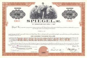 $100,000 Spiegel, Inc. - 1978 dated Bond