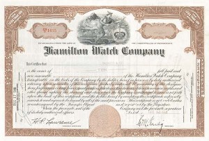 Hamilton Watch Co - Stock Certificate