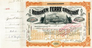 Hoboken Ferry signed by Garret A. Hobart - Stock Certificate