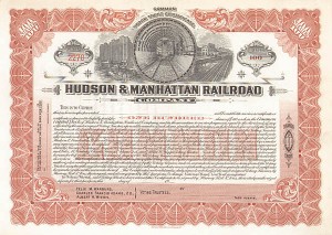 Hudson and Manhattan Railroad - New York City - Stock Certificate